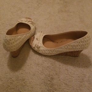 Ivory wedge shoes